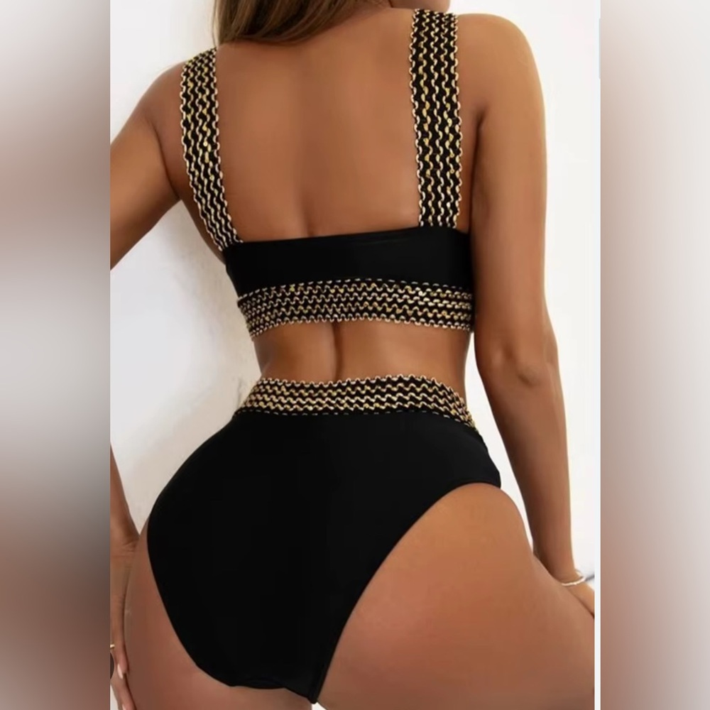 Chic Black and Gold Bikini Set